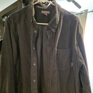 Eddie Bauer Charcoal Corduroy Button-Down Shirt